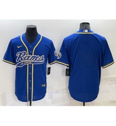 Men's Los Angeles Rams Blank Blue Stitched MLB Cool Base Nike Baseball Jersey