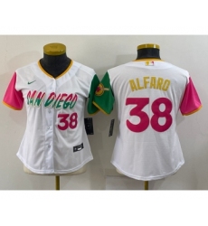 Women's San Diego Padres #38 Jorge Alfaro Number White 2022 City Connect Cool Base Stitched Jersey