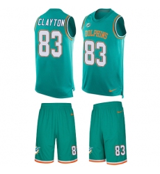 Men's Nike Miami Dolphins #83 Mark Clayton Limited Aqua Green Tank Top Suit NFL Jersey