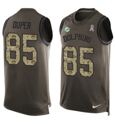 Men's Nike Miami Dolphins #85 Mark Duper Limited Green Salute to Service Tank Top NFL Jersey