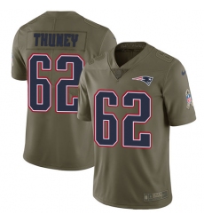 Men's Nike New England Patriots #62 Joe Thuney Limited Olive 2017 Salute to Service NFL Jersey