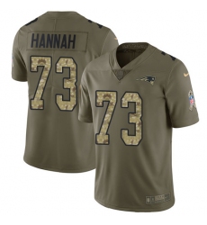 Men's Nike New England Patriots #73 John Hannah Limited Olive/Camo 2017 Salute to Service NFL Jersey