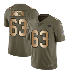 Men's Nike New England Patriots #63 Antonio Garcia Limited Olive/Gold 2017 Salute to Service NFL Jersey