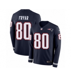 Men's Nike New England Patriots #80 Irving Fryar Limited Navy Blue Therma Long Sleeve NFL Jersey