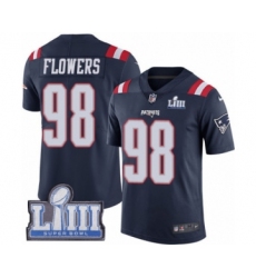 Men's Nike New England Patriots #98 Trey Flowers Limited Navy Blue Rush Vapor Untouchable Super Bowl LIII Bound NFL Jersey