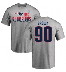 Nike New England Patriots #90 Malcom Brown Heather Gray 2017 AFC Champions V-Neck T-Shirt