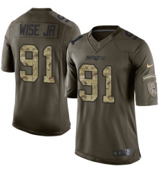 Men's Nike New England Patriots #91 Deatrich Wise Jr Elite Green Salute to Service NFL Jersey