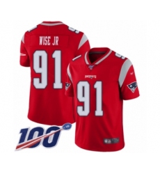 Youth New England Patriots #91 Deatrich Wise Jr Limited Red Inverted Legend 100th Season Football Jersey
