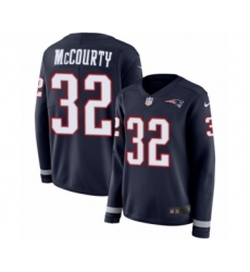 Women's Nike New England Patriots #32 Devin McCourty Limited Navy Blue Therma Long Sleeve NFL Jersey