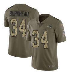 Youth Nike New England Patriots #34 Rex Burkhead Limited Olive/Camo 2017 Salute to Service NFL Jersey
