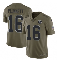 Youth Nike Oakland Raiders #16 Jim Plunkett Limited Olive 2017 Salute to Service NFL Jersey