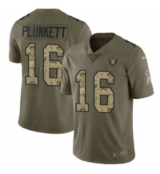 Youth Nike Oakland Raiders #16 Jim Plunkett Limited Olive/Camo 2017 Salute to Service NFL Jersey