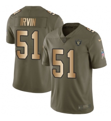 Youth Nike Oakland Raiders #51 Bruce Irvin Limited Olive/Gold 2017 Salute to Service NFL Jersey
