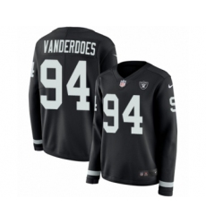 Women's Nike Oakland Raiders #94 Eddie Vanderdoes Limited Black Therma Long Sleeve NFL Jersey
