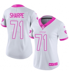 Women's Nike Oakland Raiders #71 David Sharpe Limited White/Pink Rush Fashion NFL Jersey