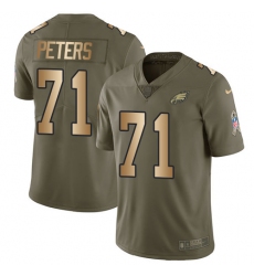 Men's Nike Philadelphia Eagles #71 Jason Peters Limited Olive/Gold 2017 Salute to Service NFL Jersey