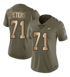 Women's Nike Philadelphia Eagles #71 Jason Peters Limited Olive/Gold 2017 Salute to Service NFL Jersey