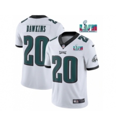 Men's Philadelphia Eagles #20 Brian Dawkins White Super Bowl LVII Patch Vapor Untouchable Limited Stitched Jersey