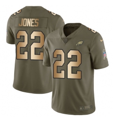 Youth Nike Philadelphia Eagles #22 Sidney Jones Limited Olive/Gold 2017 Salute to Service NFL Jersey