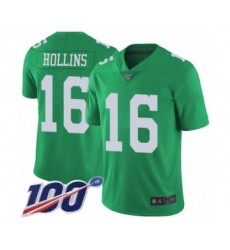 Youth Philadelphia Eagles #16 Mack Hollins Limited Green Rush Vapor Untouchable 100th Season Football Jersey