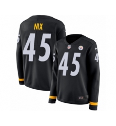 Women's Nike Pittsburgh Steelers #45 Roosevelt Nix Limited Black Therma Long Sleeve NFL Jersey