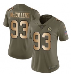 Women's Nike Pittsburgh Steelers #93 Dan McCullers Limited Olive/Gold 2017 Salute to Service NFL Jersey