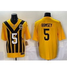 Men's Pittsburgh Steelers #5 Jalen Ramsey Gold 1933 Throwback Alternate Football Stitched Game Jersey Men's Pittsburgh Steelers #5 Jalen Ramsey Gold 1933 Throwback Alternate Football Stitched Game Jersey