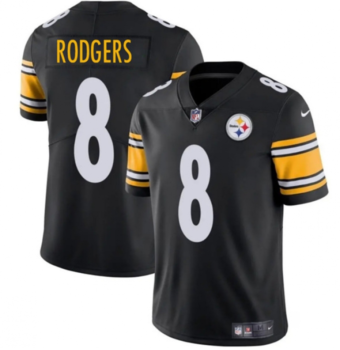 Men's Pittsburgh Steelers #8 Aaron Rodgers Black 2025 Vapor Limited Football Stitched Jersey