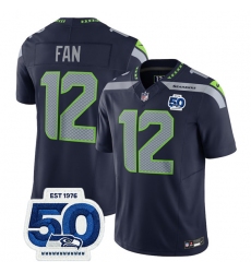 Men's Seattle Seahawks #12 Fan Navy 2025 F.U.S.E. 50th Anniversary Vapor Limited Football Stitched Jersey