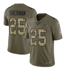 Men's Nike Seattle Seahawks #25 Richard Sherman Limited Olive/Camo 2017 Salute to Service NFL Jersey