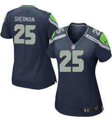 Women's Nike Seattle Seahawks #25 Richard Sherman Game Steel Blue Team Color NFL Jersey