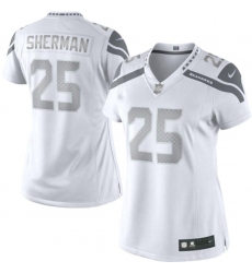 Women's Nike Seattle Seahawks #25 Richard Sherman Limited White Platinum NFL Jersey