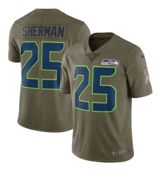 Youth Nike Seattle Seahawks #25 Richard Sherman Limited Olive 2017 Salute to Service NFL Jersey