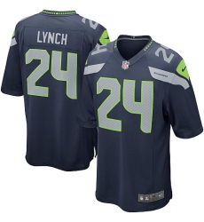 Men's Nike Seattle Seahawks #24 Marshawn Lynch Game Steel Blue Team Color NFL Jersey