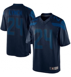 Men's Nike Seattle Seahawks #24 Marshawn Lynch Steel Blue Drenched Limited NFL Jersey