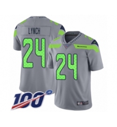 Men's Seattle Seahawks #24 Marshawn Lynch Limited Silver Inverted Legend 100th Season Football Jersey