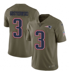 Youth Nike New England Patriots #3 Stephen Gostkowski Limited Olive 2017 Salute to Service NFL Jersey