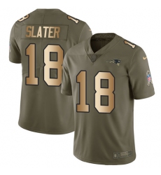 Men's Nike New England Patriots #18 Matthew Slater Limited Olive/Gold 2017 Salute to Service NFL Jersey