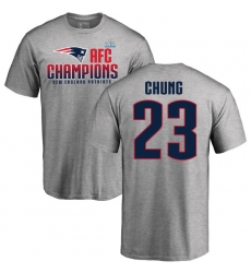 Nike New England Patriots #23 Patrick Chung Heather Gray 2017 AFC Champions V-Neck T-Shirt