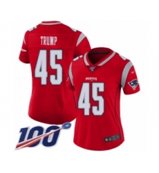 Women's New England Patriots #45 Donald Trump Limited Red Inverted Legend 100th Season Football Jersey