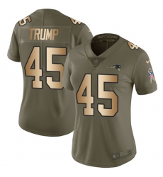 Women's Nike New England Patriots #45 Donald Trump Limited Olive/Gold 2017 Salute to Service NFL Jersey