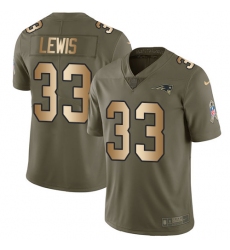 Men's Nike New England Patriots #33 Dion Lewis Limited Olive/Gold 2017 Salute to Service NFL Jersey
