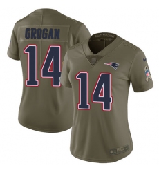 Women's Nike New England Patriots #14 Steve Grogan Limited Olive 2017 Salute to Service NFL Jersey
