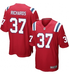Men's Nike New England Patriots #37 Jordan Richards Game Red Alternate NFL Jersey