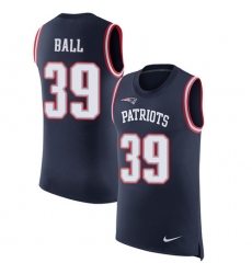Men's Nike New England Patriots #39 Montee Ball Limited Navy Blue Rush Player Name & Number Tank Top NFL Jersey