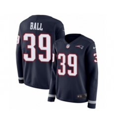 Women's Nike New England Patriots #39 Montee Ball Limited Navy Blue Therma Long Sleeve NFL Jersey