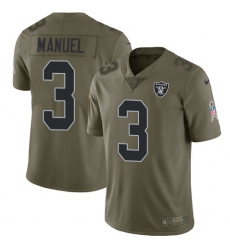 Youth Nike Oakland Raiders #3 E. J. Manuel Limited Olive 2017 Salute to Service NFL Jersey