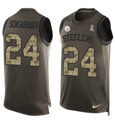 Men's Nike Pittsburgh Steelers #24 Coty Sensabaugh Limited Green Salute to Service Tank Top NFL Jersey