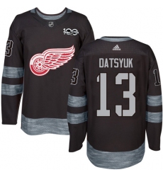Men's Adidas Detroit Red Wings #13 Pavel Datsyuk Premier Black 1917-2017 100th Anniversary NHL Jersey