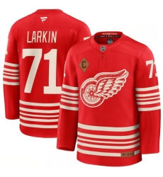 Men's Detroit Red Wings #71 Dylan Larkin Red 2025 With C Centennial Premium Stitched Jersey